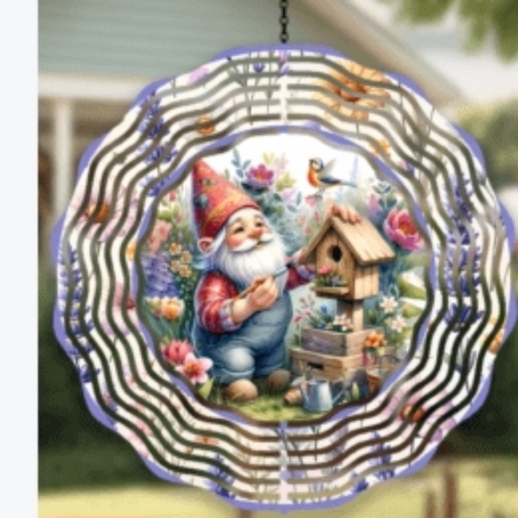 None Other - 8 Inch Colorful Garden Gnome Wind Spinner